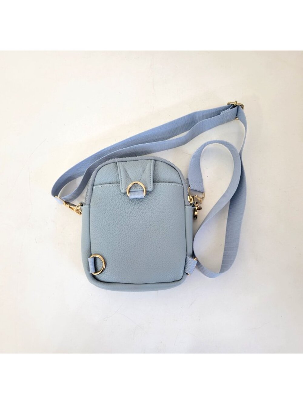 Light Blue Kedzie Crossbody Bag With Adjustable Strap & Gold Accents - Picture 2 of 6